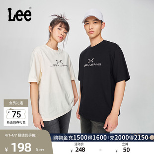 短袖 T恤休闲潮LUT0098483RX 圆领银色立体胶印Logo男女款 Lee宽松版