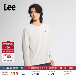 【预售】Lee26秋冬新品标准版型圆领黑色贴布小Logo男长袖T恤休闲