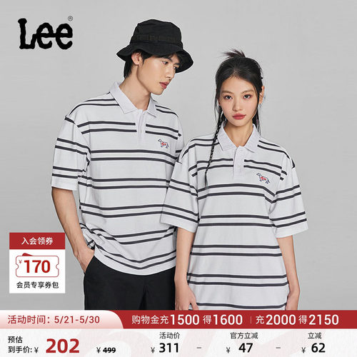 Lee米白男女同款短袖Polo衫