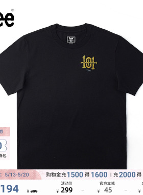 Lee商场同款26年春夏新品舒适版圆领101+刺绣图案男短袖T恤休闲