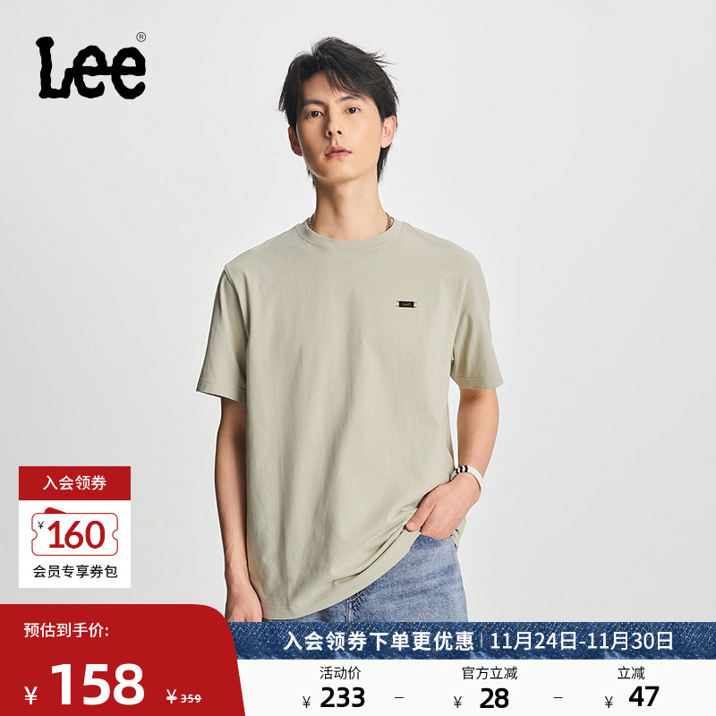 Lee舒适版Logo印花圆领男短袖