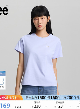 Lee26春夏新品经典圆领箔印Logo图案女短袖T恤休闲潮LWT0121944LE