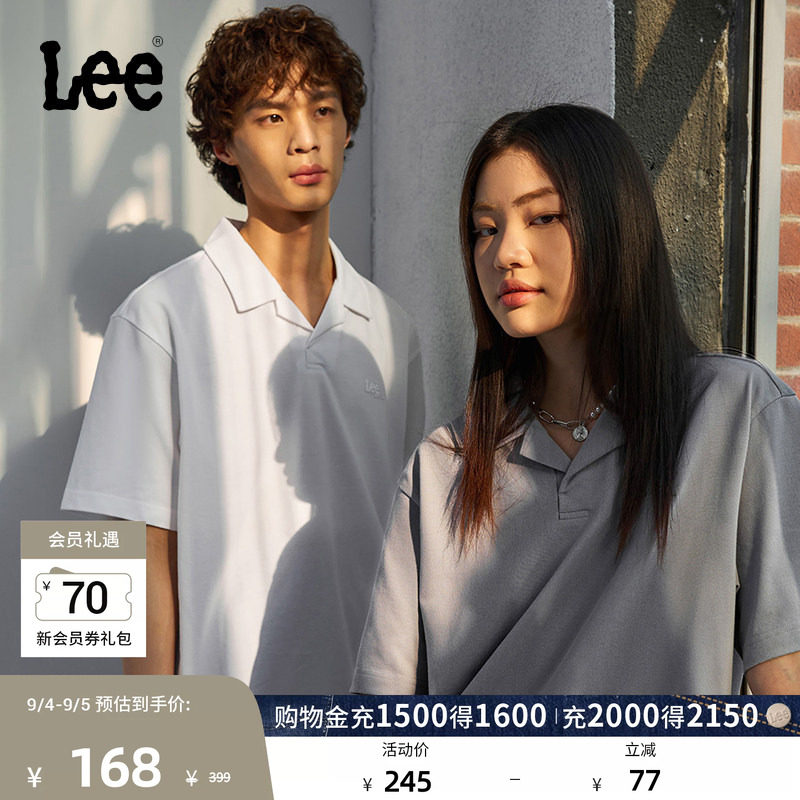 Lee标准版防晒紫外线Logo印花男女款凉感短袖polo衫LUT009836205图片