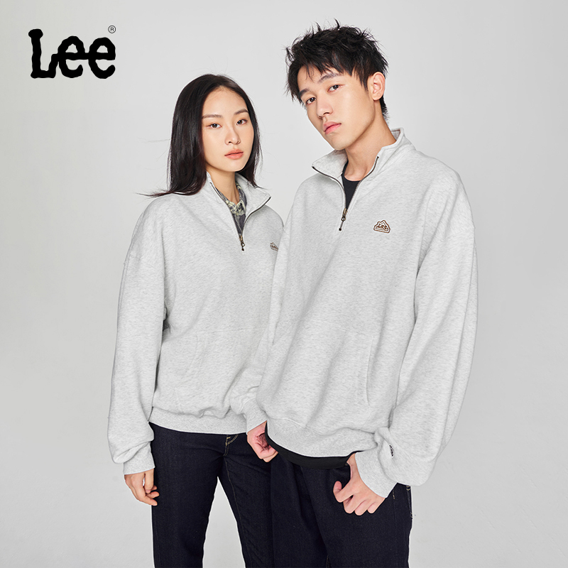Lee立领灰色男女同款长袖卫衣