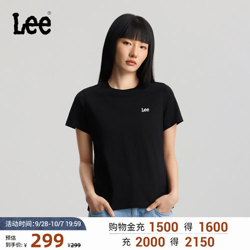 Lee商场同款26年新品圆领刺绣Logo轻薄女短袖T恤潮LWT012538211