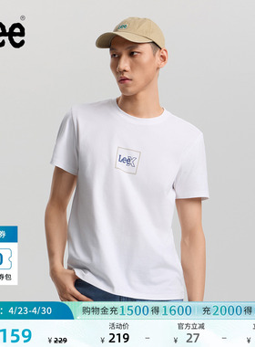 Lee26春夏新品经典圆领方形Logo印花图案男短袖T恤潮LMT0122194LE