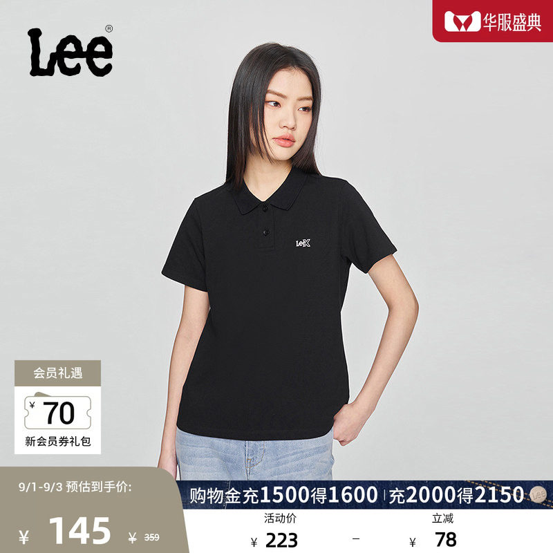 Lee标准版经典翻领刺绣小Logo女短袖polo衫休闲潮流LWT009916205图片