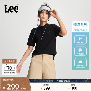 休闲潮流 Lee商场同款 舒适版 凉感刺绣小Logo翻领女短袖 polo衫