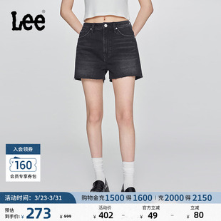 休闲潮A08079 设计毛边黑灰色水洗女士牛仔短裤 Lee日常经典 五袋款