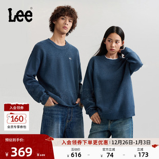 毛衣潮LUT010831209 圆领刺绣小Logo男女同款 Lee25秋冬新品 舒适版
