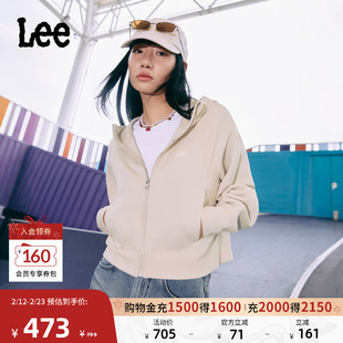 Lee25秋冬新品舒适版太空棉插肩袖女长袖连帽开衫卫衣外套休闲潮