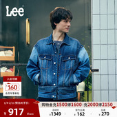 舒适版 Lee商场同款 25秋冬新品 翻领拼接面料中深蓝男牛仔夹克外套