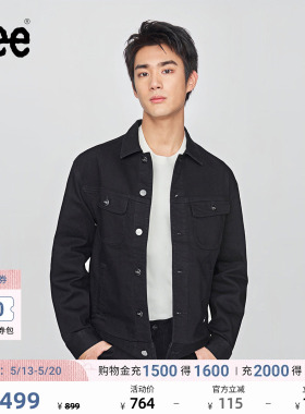 Lee舒适版翻领小Logo织标黑色男牛仔夹克外套休闲潮LMT010800201