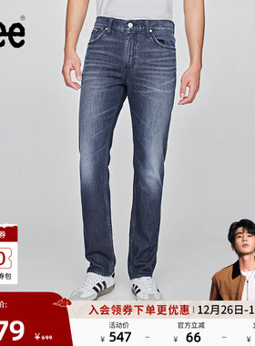 【张凌赫代言】Lee25秋冬新品723修身中腰直筒复古深蓝色男牛仔裤