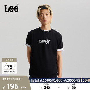 圆领Logo印花图案男短袖 T恤休闲LMT0121804LE 舒适版 Lee26春夏新品