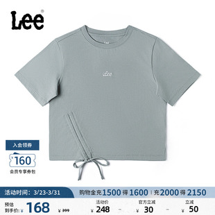 T恤休闲潮LWT0099634LE 圆领刺绣Logo灰色女短袖 Lee商场同款 舒适版