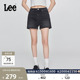 休闲潮A08079 设计毛边黑灰色水洗女士牛仔短裤 Lee日常经典 五袋款