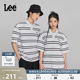 Polo衫 圆领米白男通勤翻领短袖 休闲潮 条纹印花图案经典 Lee舒适版
