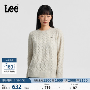 Lee商场同款 圆领金属Logo绞花图案设计女毛衣LWT011212209 舒适版
