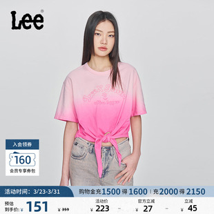 Lee舒适版 T恤显瘦休闲潮LWT0098794LE 圆领印花图案渐变粉色女短袖