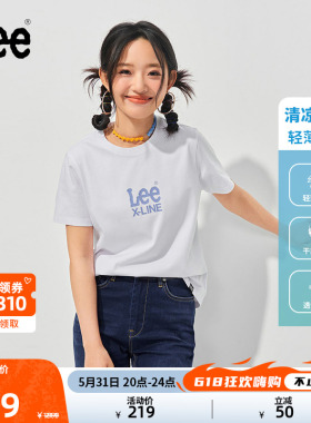 Lee24春夏新品标准版圆领印花Logo索罗娜凉感轻薄女短袖T恤休闲潮