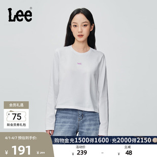 圆领箔印Logo设计白色女长袖 T恤休闲潮LWT0108753RX 经典 Lee标准版