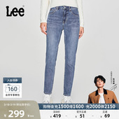 女牛仔裤 款 Lee413标准高腰小直脚中浅蓝四季 显瘦潮 张凌赫代言