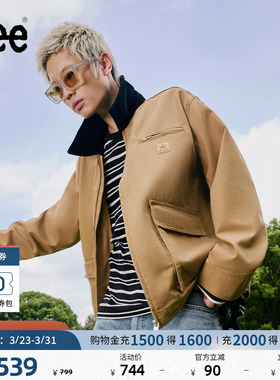 Lee舒适版撞色经典翻领工装大口袋设计男女同款夹克外套休闲潮流