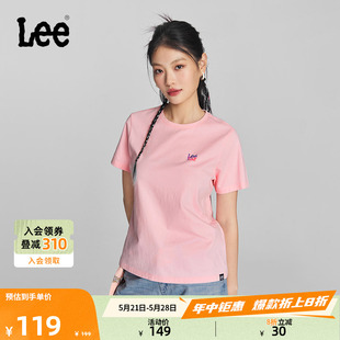 Lee24春夏新品 圆领渐变Logo印花女短袖 T恤休闲LWT0082294LE 标准版