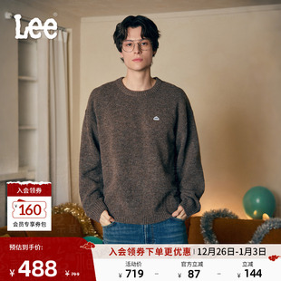 Lee软fufu商场款 圆领小Logo徽标男毛衣LMT011195101 25冬新宽松版