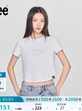 Lee修身版圆领铆钉Logo印花短款女士短袖T恤休闲潮流LWT009878K99