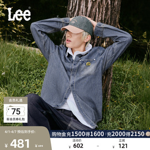 Lee标准版 长袖 牛仔衬衫 休闲潮流LMT0108066DE 翻领复古深蓝色男士