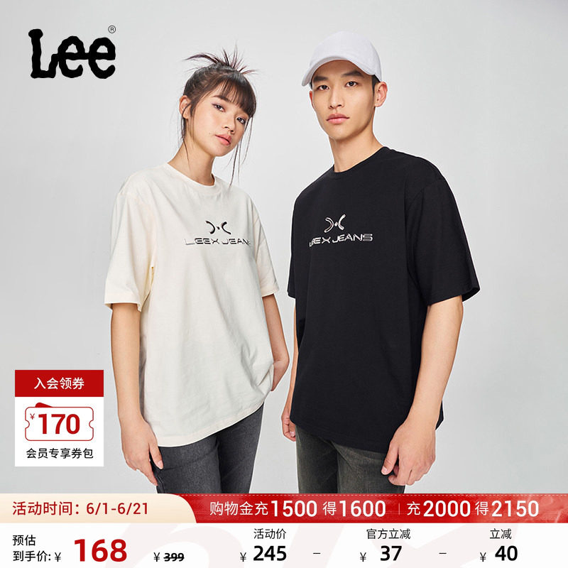 Lee宽松版圆领银色立体胶印Logo男女款短袖T恤休闲潮LUT0098483RX