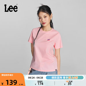 Lee24春夏新品多版型Logo印花圆领棉质日常女短袖T恤休闲LWT0082