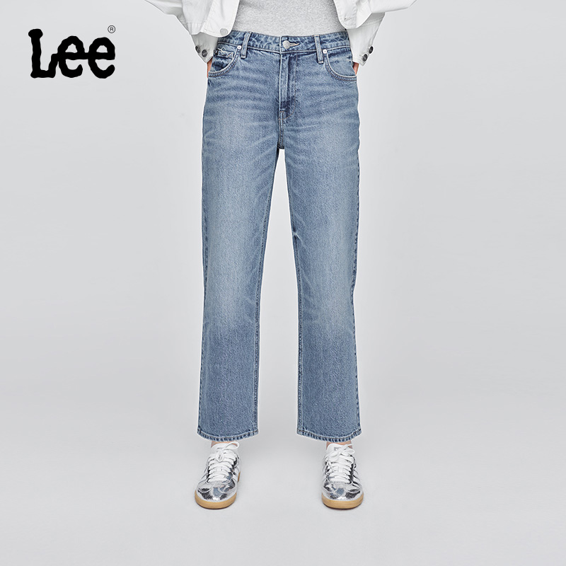 经典五袋款牛仔裤 中浅蓝色水洗设计