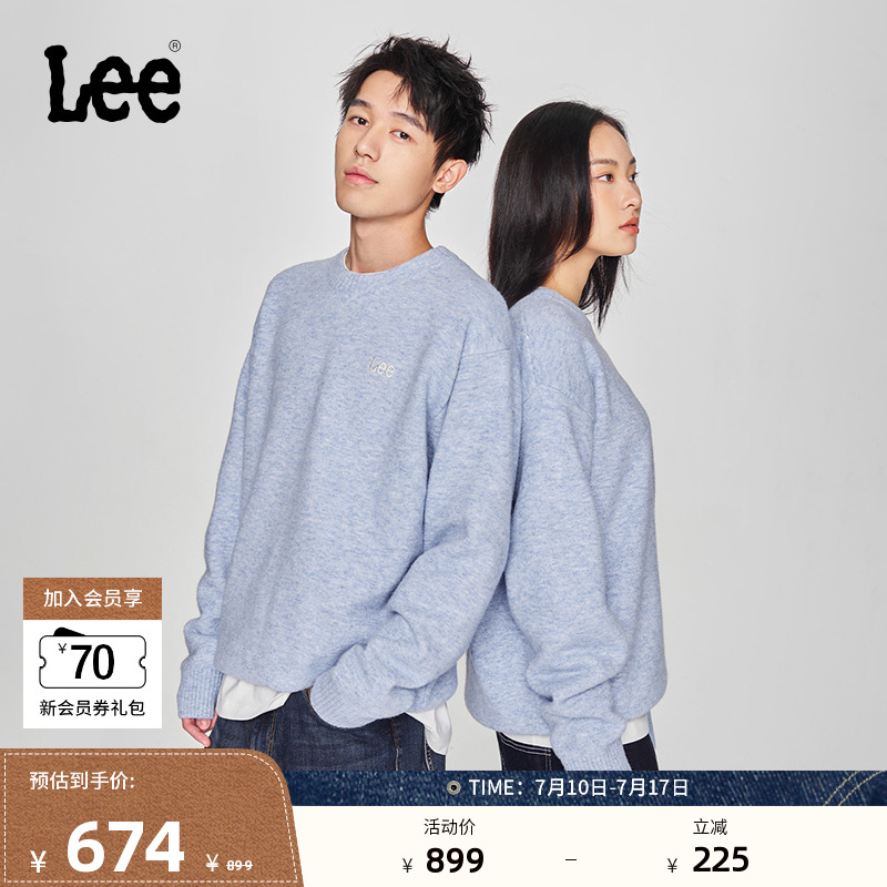 Lee刺绣小Logo男女同款毛衣