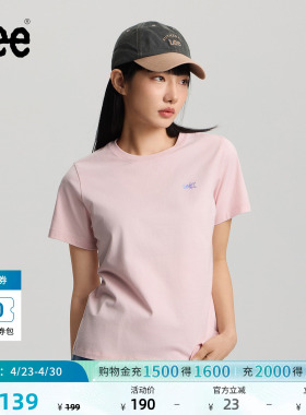 Lee26春夏新品经典圆领渐变Logo印花女短袖T恤休闲潮LWT0121924LE