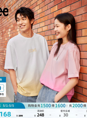 Lee舒适版字母Logo印花渐变男女同款短袖T恤休闲潮流LUT0098474LE
