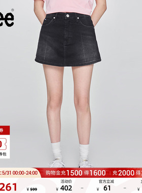 Lee日常经典五袋款设计黑灰色女士牛仔裙裤休闲潮流LWB009914201