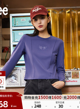 Lee25新品舒适版圆领字母胶印图案女长袖T恤休闲潮LWT009856K99