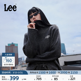 休闲LWT010878209 毛衣开衫 Lee舒适版 高领拉链双色混色效果女长袖