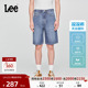 舒适直筒天丝中蓝色男牛仔短裤 Lee凉凉裤 25新品 休闲潮流A08140