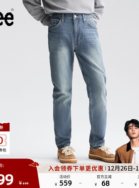 【张凌赫代言】Lee25冬新品舒适中腰锥形五袋款中蓝色男牛仔裤
