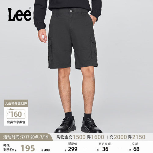 Lee经典工装口袋设计宽松直筒户外休闲短裤显瘦潮流LMB009967209