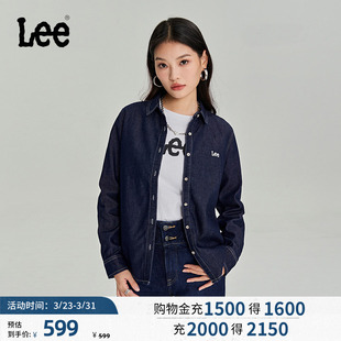 衬衫 Lee商场同款 翻领清水洗女字母绣花牛仔长袖 经典 休闲潮 标准版