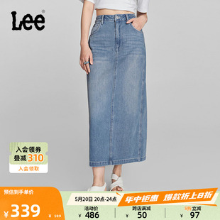 Lee24春夏新品 浅蓝色后开叉设计女牛仔半身裙显瘦潮LWB008211205