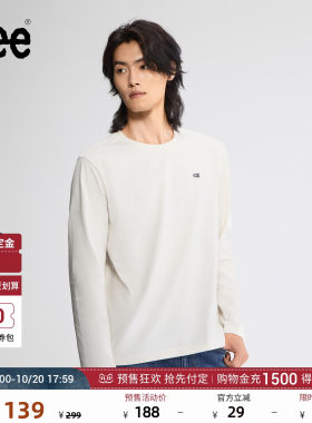 【预售】Lee26秋冬新品标准版型圆领黑色贴布小Logo男长袖T恤休闲