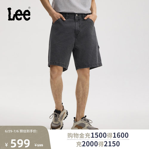 卡朋特工装百慕大牛仔短裤 采用深灰色水洗