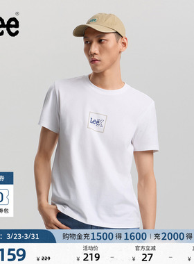 Lee26春夏新品标准版圆领方形Logo印花图案男短袖T恤LMT0122194LE