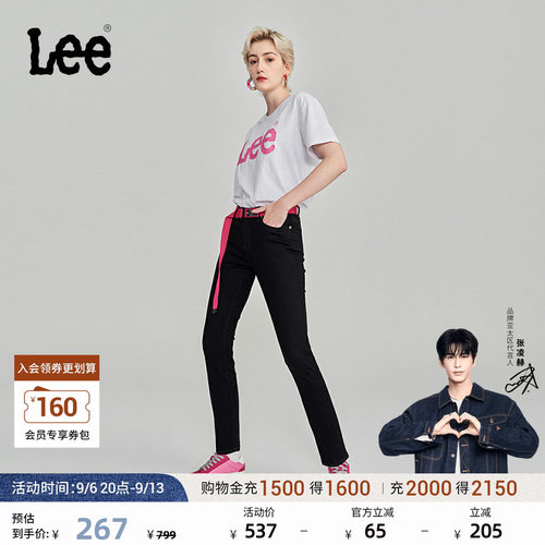 Lee433修身高弹黑色女牛仔裤